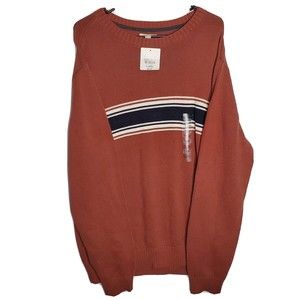 St John Bay Mens Long Sleeve Sweater Size XL Santiago Rust Chest NWT